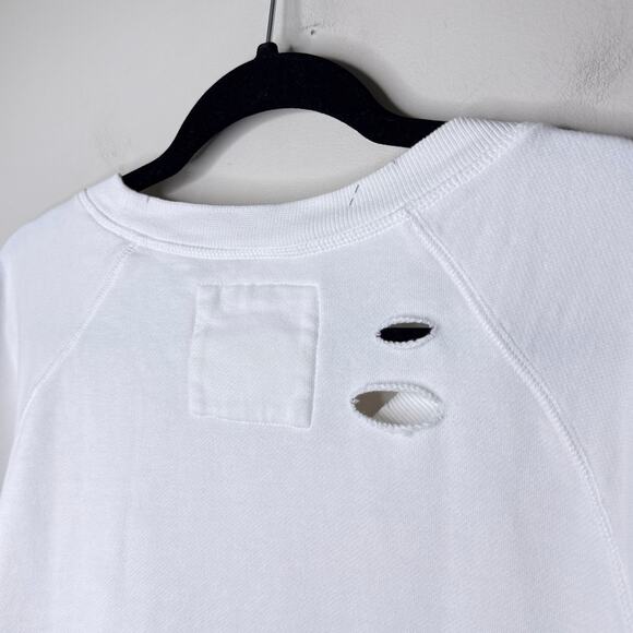 Lily & Lottie Distressed Crew Sweatshirt XS White French Terry Oversized - Picture 8 of 12